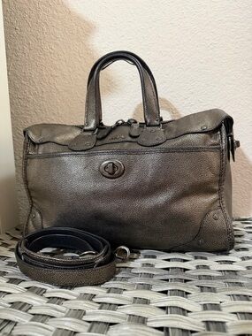Coach Rhyder Satchel Metallic Two Tone Leather Brass Black - Style 33739
